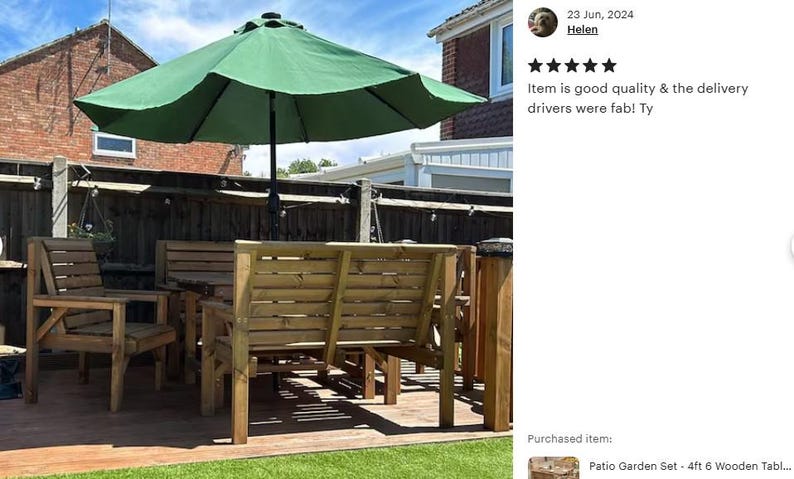 Conjunto de jardín para patio: mesa de madera de 137 cm, 2 bancos y 2 sillas imagen 3
