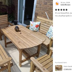 Conjunto de jardín para patio: mesa de madera de 137 cm, 2 bancos y 2 sillas imagen 17