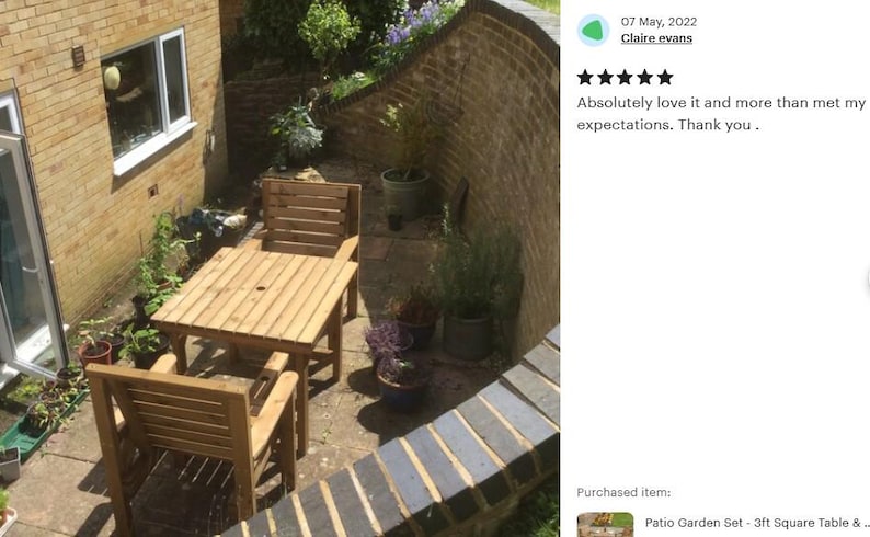 Patio Garden Set - 3ft Square Table & 2 Chairs afbeelding 12