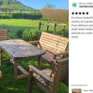 Conjunto de jardín para patio: mesa de madera de 137 cm, 2 bancos y 2 sillas imagen 7