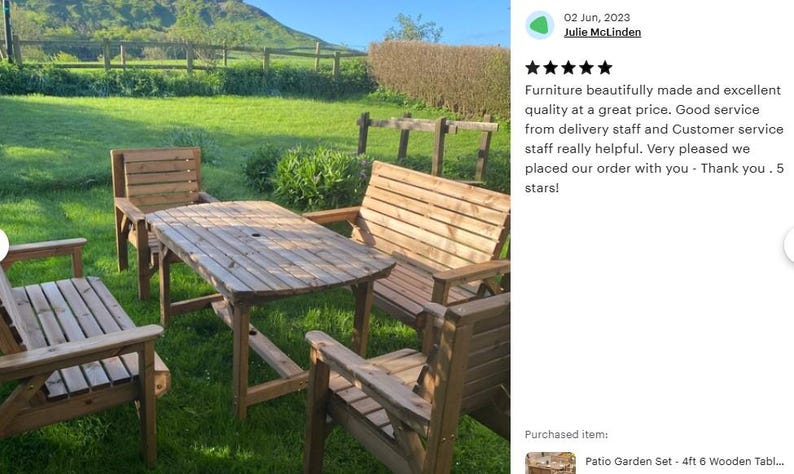 Conjunto de jardín para patio: mesa de madera de 137 cm, 2 bancos y 2 sillas imagen 7
