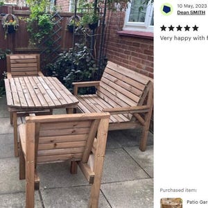 Conjunto de jardín para patio: mesa de madera de 137 cm, 2 bancos y 2 sillas imagen 14