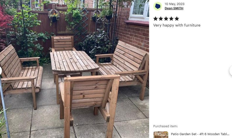 Conjunto de jardín para patio: mesa de madera de 137 cm, 2 bancos y 2 sillas imagen 14