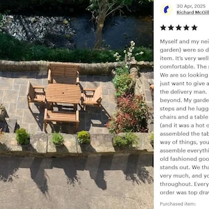 Conjunto de jardín para patio: mesa de madera de 137 cm, 2 bancos y 2 sillas imagen 16