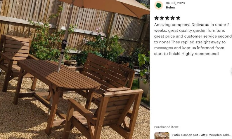Conjunto de jardín para patio: mesa de madera de 137 cm, 2 bancos y 2 sillas imagen 13
