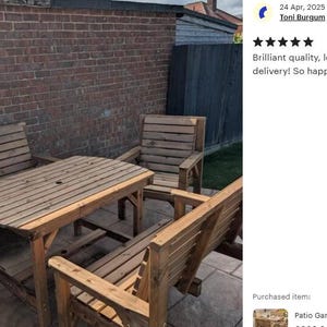 Conjunto de jardín para patio: mesa de madera de 137 cm, 2 bancos y 2 sillas imagen 9