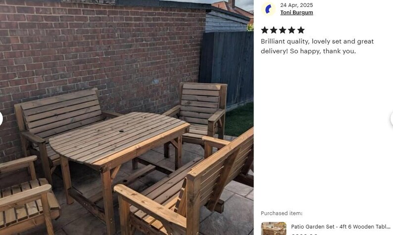 Conjunto de jardín para patio: mesa de madera de 137 cm, 2 bancos y 2 sillas imagen 9