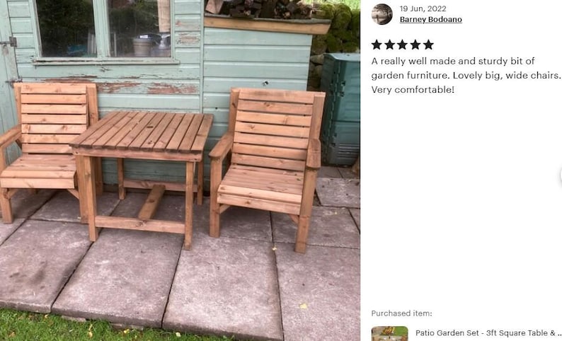 Patio Garden Set - 3ft Square Table & 2 Chairs afbeelding 10