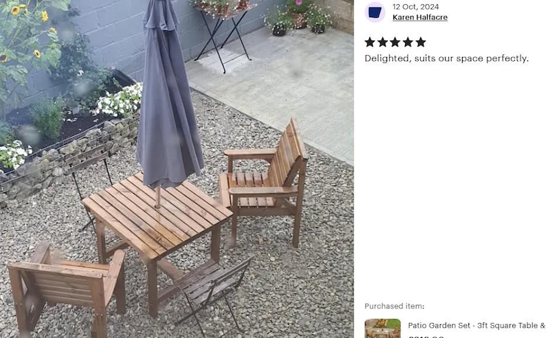 Patio Garden Set - 3ft Square Table & 2 Chairs afbeelding 8
