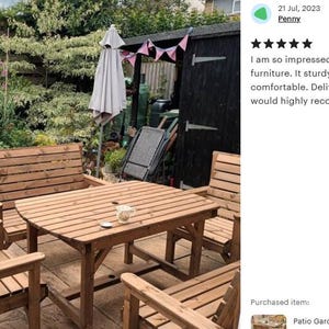 Conjunto de jardín para patio: mesa de madera de 137 cm, 2 bancos y 2 sillas imagen 12