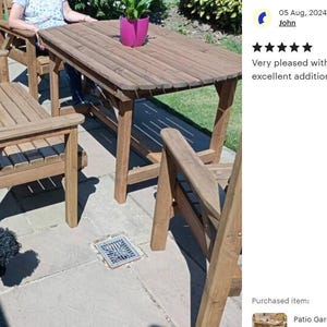 Conjunto de jardín para patio: mesa de madera de 137 cm, 2 bancos y 2 sillas imagen 5