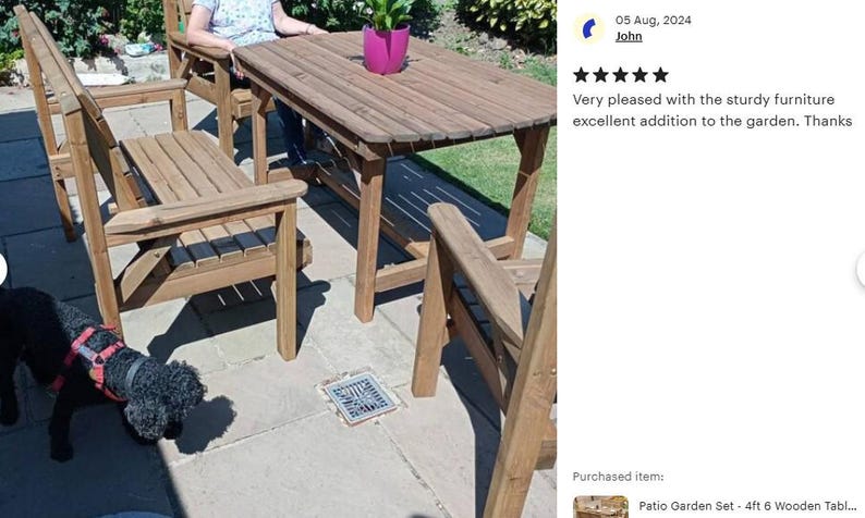 Conjunto de jardín para patio: mesa de madera de 137 cm, 2 bancos y 2 sillas imagen 5