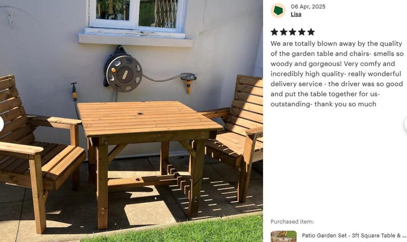 Patio Garden Set - 3ft Square Table & 2 Chairs afbeelding 16