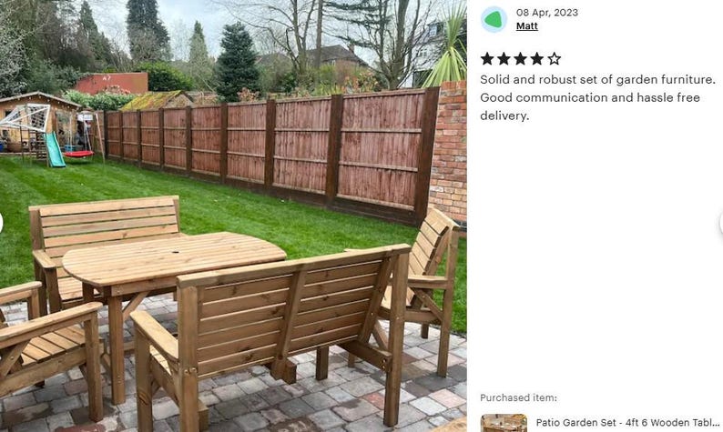 Conjunto de jardín para patio: mesa de madera de 137 cm, 2 bancos y 2 sillas imagen 10