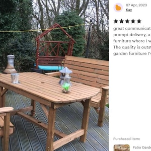 Conjunto de jardín para patio: mesa de madera de 137 cm, 2 bancos y 2 sillas imagen 4