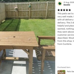 Patio Garden Set - 3ft Square Table & 2 Chairs afbeelding 15