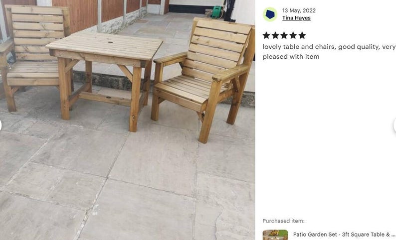 Patio Garden Set - 3ft Square Table & 2 Chairs afbeelding 11