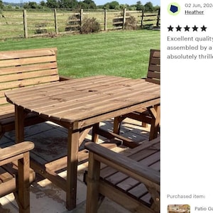 Conjunto de jardín para patio: mesa de madera de 137 cm, 2 bancos y 2 sillas imagen 6