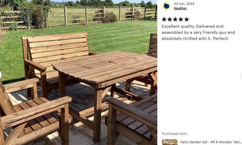 Conjunto de jardín para patio: mesa de madera de 137 cm, 2 bancos y 2 sillas imagen 6