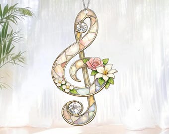 Music Teacher ACRYLIC Suncatcher, Jesus Art, Treble Clef Suncatcher, Piano Teacher, Music Clef Hanging, Home Decor, Music Lover Gift