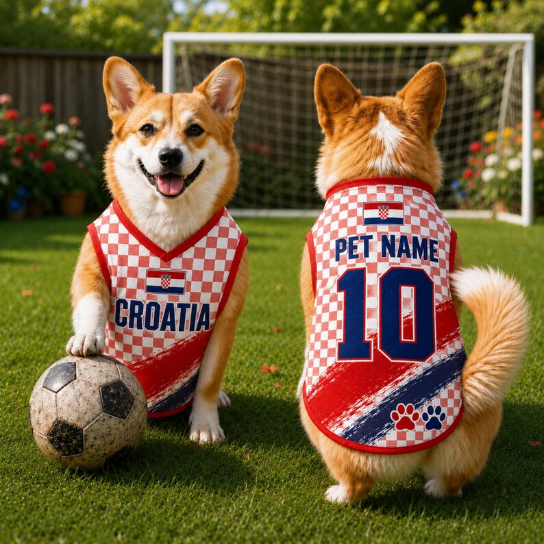Personalized Croatia Dog Jersey, Custom Croatia Pet Soccer Shirt, Custom Pet Jersey, Pet Gameday Outfit, Croatia Football Dog Clothes