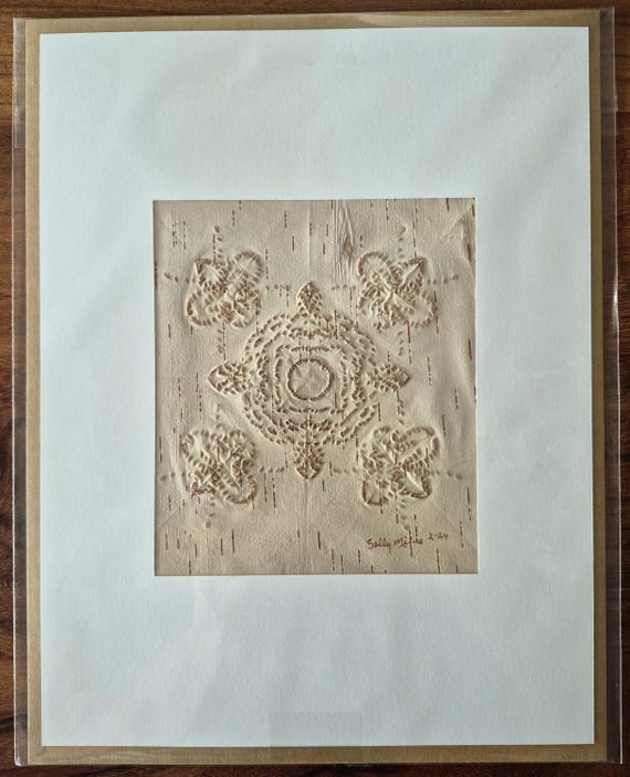 Birch Bark Biting Art | by Woodland Cree Elder Sally Milne | "Through All Worlds" BBA314