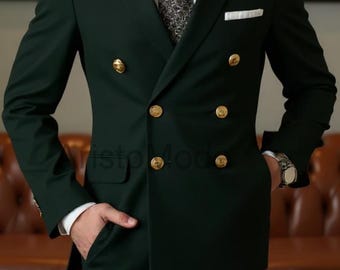 Men's Double-Breasted Suit | Terry Rayon, Tailored Fit