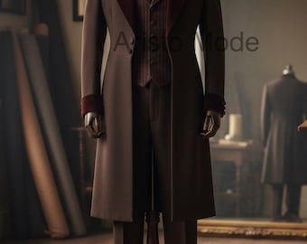 Men’s Victorian Long Coat Suit | Vintage Gothic Tailcoat | Custom Aristocratic Suit | Steampunk Formal Wear | Handmade Historical Outfit