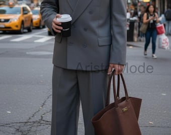 Traje cruzado gris vintage de los años 40 / Blazer de solapa ancha y pantalón ancho / Traje clásico de los años 40 para hombre / Traje retro de dos piezas a medida para hombre