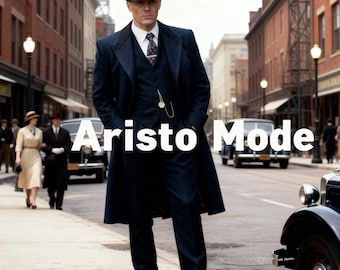 Cappotto e abito in lana da uomo / Stile Peaky Blinders anni '20, Aristo Mode