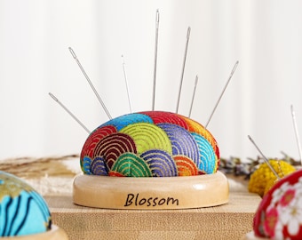 Custom Engraved Sewing Pin Cushion, Personalized Needle Holder Gift for Seamstress, Quilter or Crafter, Round Pincushion, Gift for Grandma