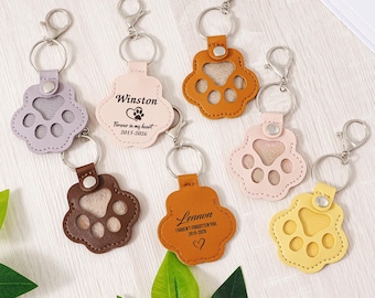 Personalized Pet Hair Keepsake, Custom Dog Fur Memorial Keychain, Dog Cat Loss Gifts, Pet Fur Keychain with Name, Engraved Pet Sympathy Gift