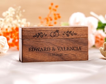 Engraved Wooden Ring Box for Wedding, Custom Ring Bearer Box, Wooden Engagement Ring Case, Anniversary Gift, Gift for lover, Gift for Her
