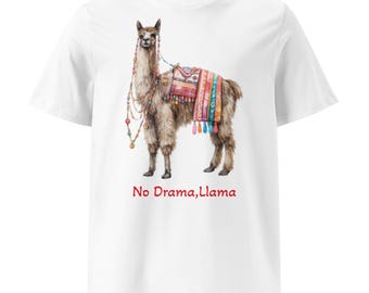 Camiseta divertida de llama: algodón orgánico, ideal como regalo para amantes de los animales.