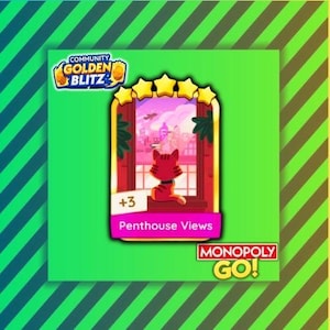 golden blitz stickers '' Penthouse Views '' Monopoly_Go 5 Star Stickers set-23