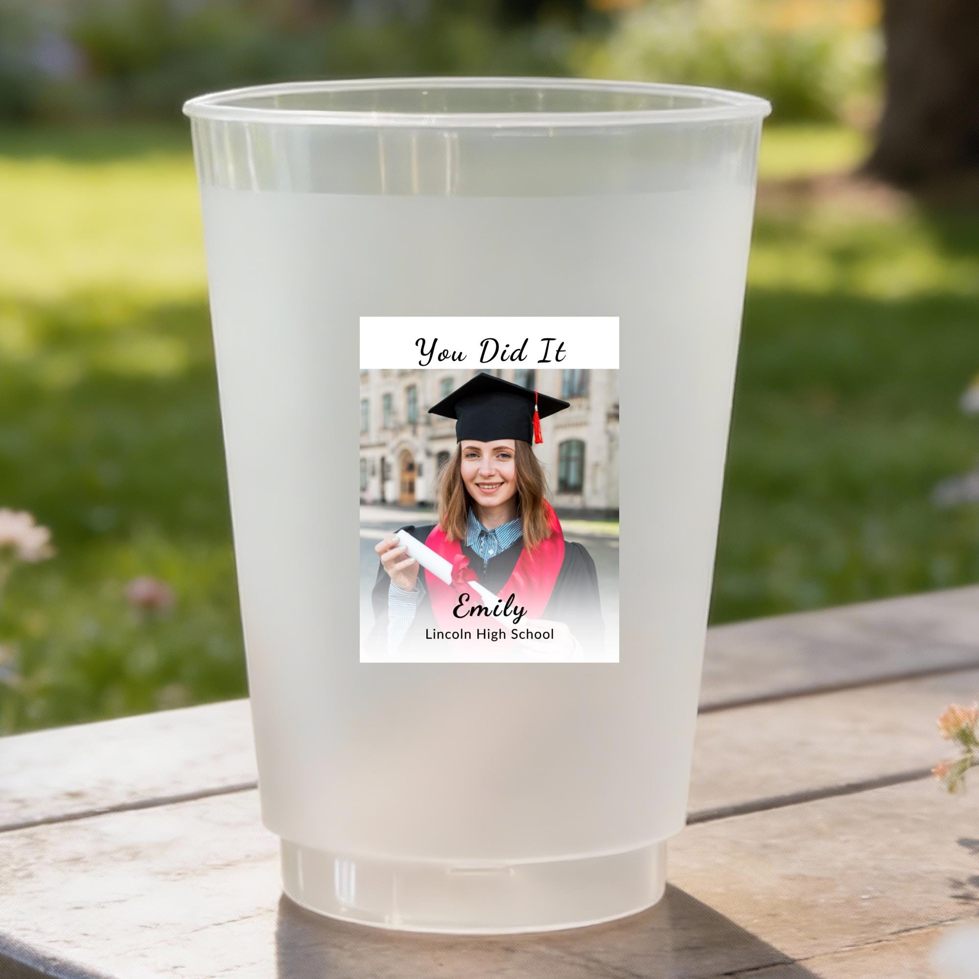 Graduation Frosted Cups, Custom Photo Gift, Personalized Grad Party ...