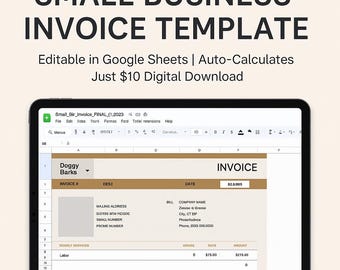 Small Business Invoice Template for Google Sheets – Editable, Automated & Contractor-Friendly