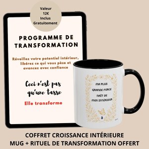 Set de regalo de bienestar y amor propio | Taza de afirmación positiva + Programa de transformación | Confianza, motivación, regalo para mujeres