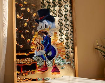 Banksy Duck Money Canvas Art, Modern Office Decor  (Digital Download)