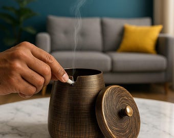 Windproof Metal Ashtray with Lid - Smokeless Odor Blocking Ashtray - Indoor Outdoor Patio Ashtray - Cigar Smoker Gift