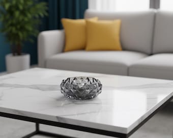Crystal Glass Ashtray Diamond Cut - Luxury Modern Table Decor - Cigar Ashtray Gift - Elegant Smoker Accessory - Home Decor