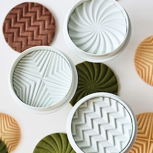 Geometric Cookie Cutter Set: Ripple Biscuit Mold, Cookie Stamp, 3 pcs