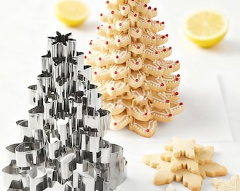 Christmas Tree Cookie Cutter: Snowflake Shape, 3D Metal Biscuit Molds, 10 pcs in