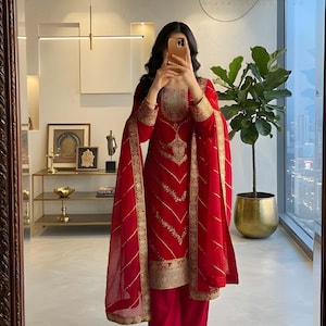 Red and Gold Indian Party Dress - Etsy