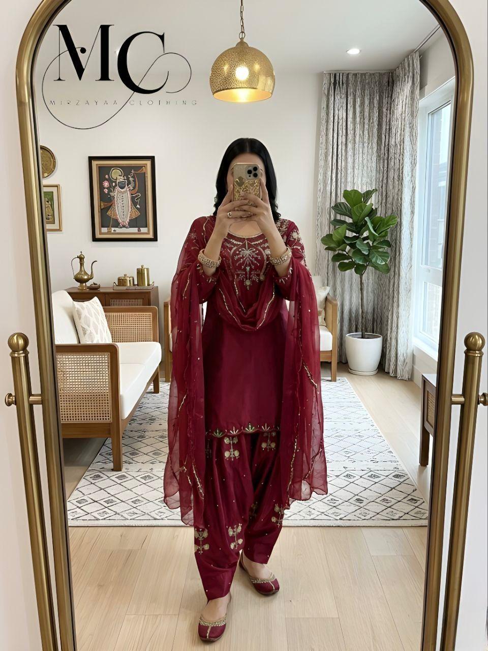 maroon gold wedding dress Maroon Gold Bridal Lehenga BL-091