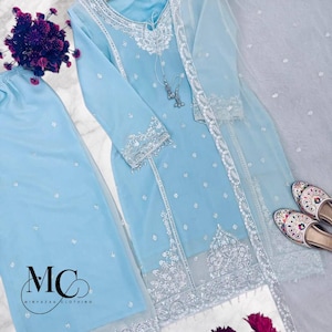 Light Blue Pakistani Dress - Etsy Singapore