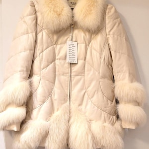 Echt Leder Daunenmantel mit Fuchspelz