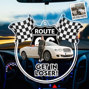 Custom Photo Car Mirror Ornament, Photo Drive Safe, Rear View Mirror Ornament, Birthday Gift, Couple Gift, Christmas Decor