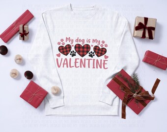 Mi perro es mi San Valentín PNG - Diseño de sublimación de perro a cuadros estilo búfalo para San Valentín, descarga digital, camiseta para mamá de perro por San Valentín