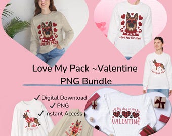 Paquete PNG de pastor alemán para San Valentín, Love My Pack PNG, Te amaré para siempre, Textura de gancho de pestillo falso, 6 diseños